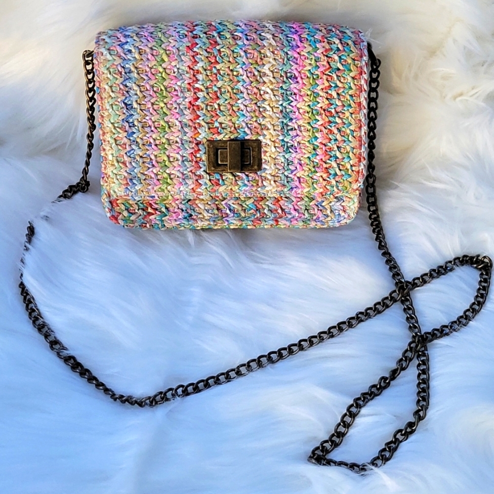Crochet Turnlock Crossbody Bag